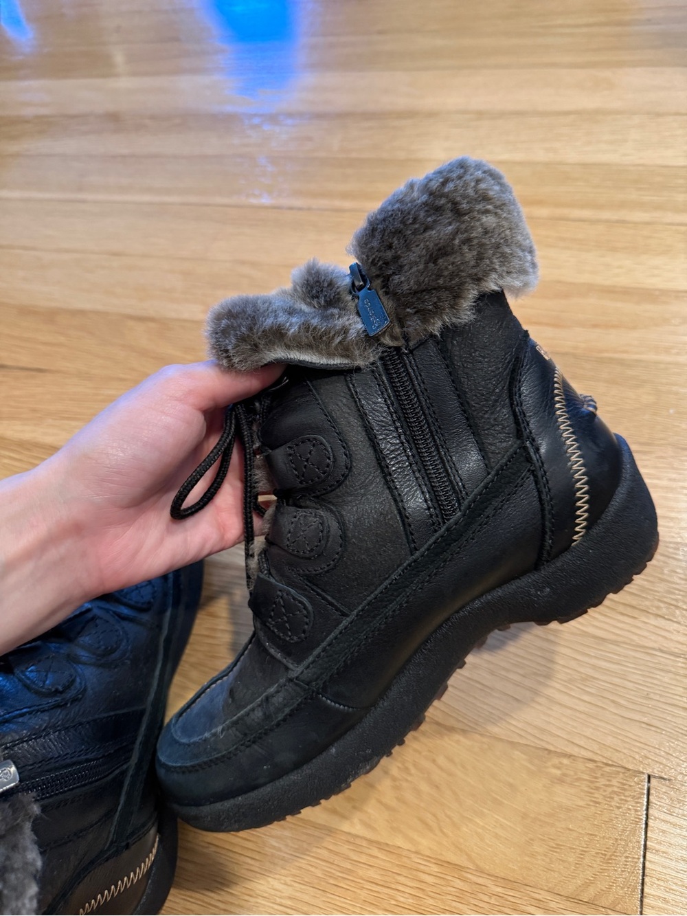 Blondo Black Faux-Fur Trim Winter Rain Boot